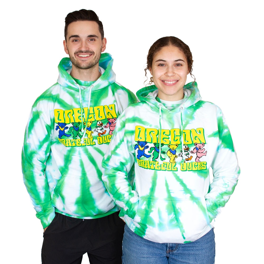 Ducks Spirit, Green, Hoodie, Cotton Blend, Men, Unisex, Football, Class Trip, Grateful Dead, Yellow Bear, Oregon mascot, Pullover, Sweatshirt, 996552